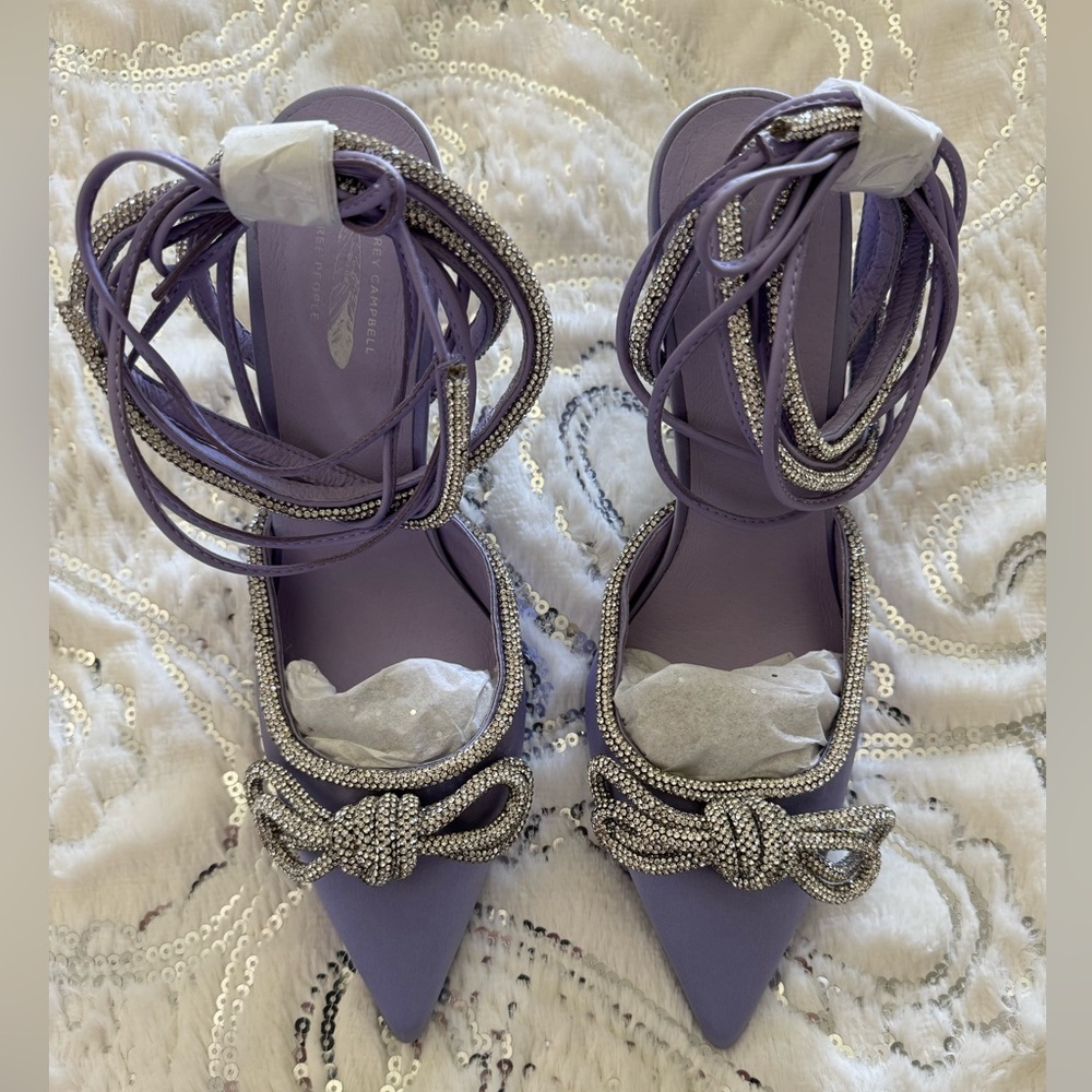 NWT Jeffrey Campbell x Free People Dazzle Knot Heels | Black Rhinestone